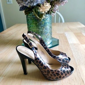 Nine West Peep Toes, Bronze/Leopard, Sz 7, $35
